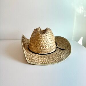 Unbranded Woven Straw Cowboy Hat Natural Tan Cattleman Crease Made in Mexico